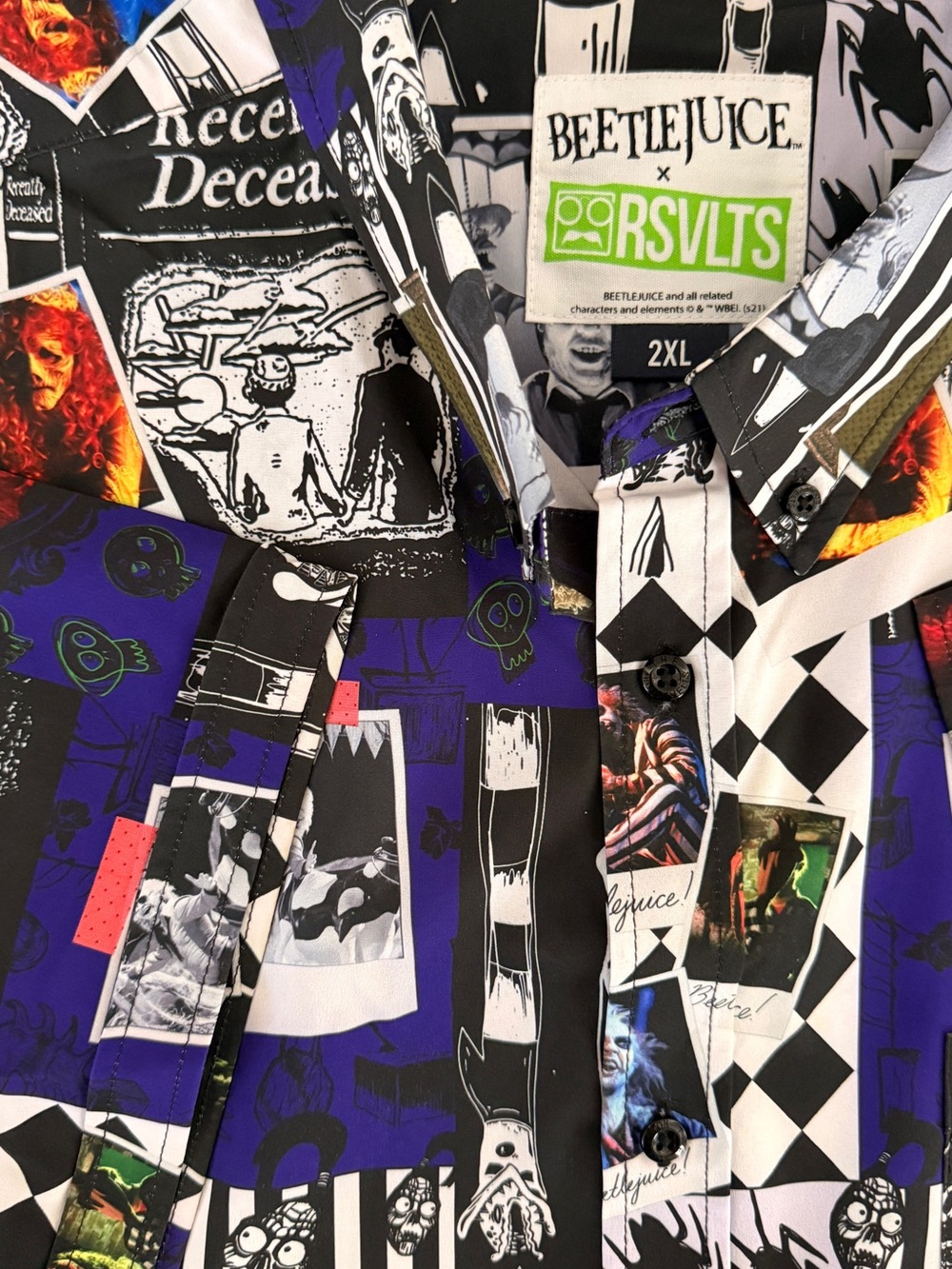 RSVLTS Unisex Beetlejuice "One Big Dark Scrapbook" Button-Down Shirt